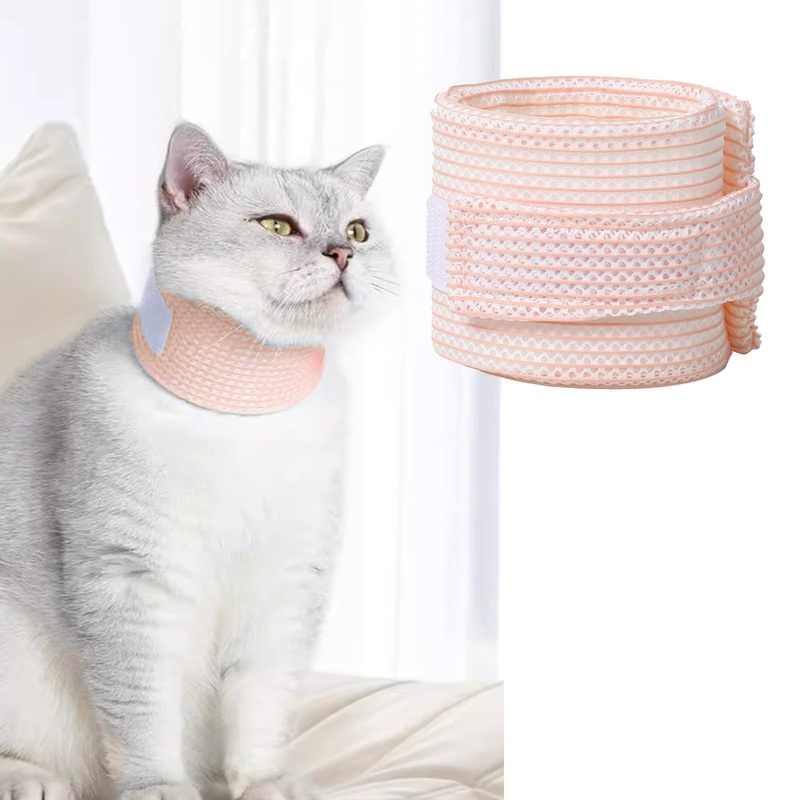 Cat Neck Brace Cover – Breathable & Adjustable Elizabethan Collar for Post-Surgery Recovery Anti-Scratch Anti-Lick Protection, Cervical Cone for Small Medium Large Dogs Puppies Kittens (Small,Pink) S 02 Pink