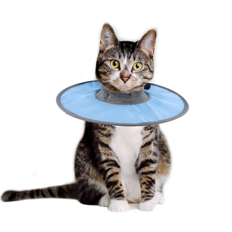 Cat Recovery Collar Adjustable Cat Neck Protective Cat Collar Waterproof Elizabethan E Collar for Cats Kittens Puppies after Surgery to Stop Licking Wounds (Blue)