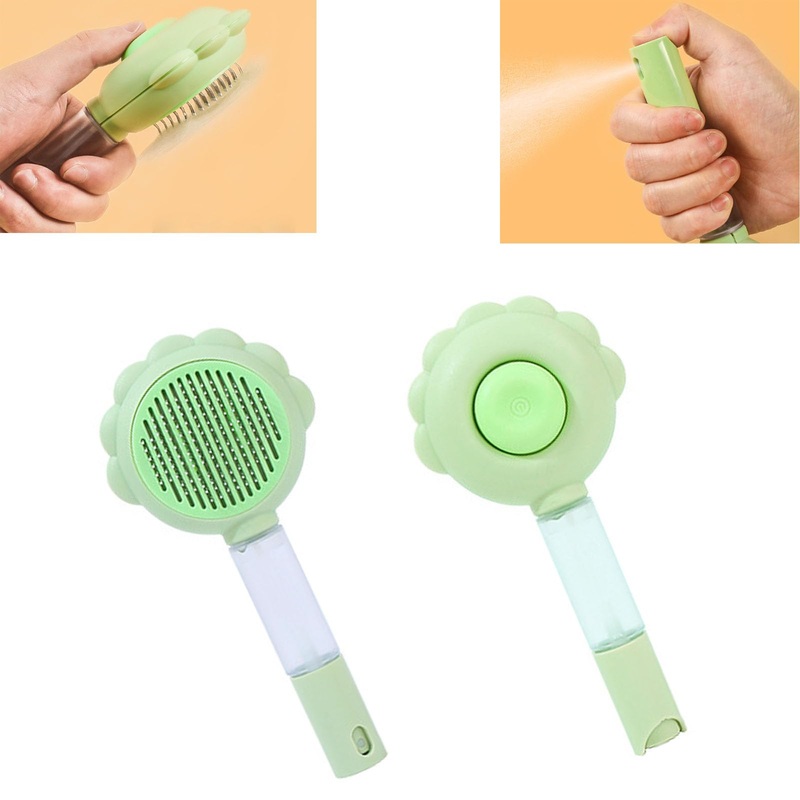 Cat Steam Hair Removal Brush, Cat and Dog Cleaning Brush, Steam Cat Brush, Suitable for Cats with Long and Short Hair to Clean Hair (Green) Green