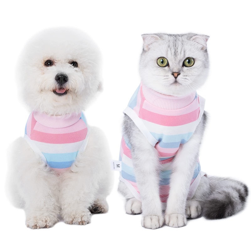 Cats Recovery Suit, Kitten Recovery Onesie Female Cats Abdominal Wounds Bandages Cone E-Collar Alternative After Surgery, Cat Spay Bodysuit for Female Cats and Dog Medium