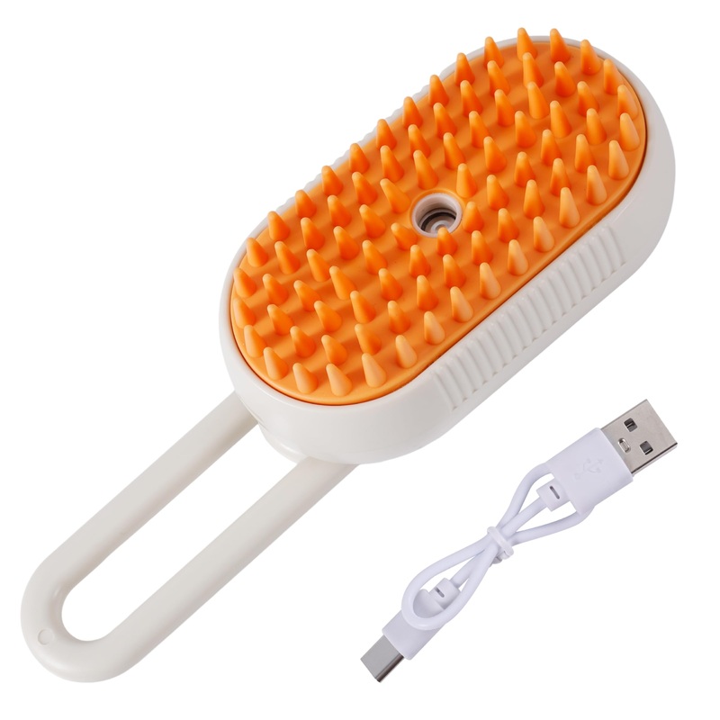 Cloud Cat Brush, 3-in-1 Self-Cleaning Cat Brush Steam Pet Brush with 360 Rotating Arm Cat Hair Steamy Brush Dog Steam Brush for Shedding Best Steam Brush for Pet Cat Dog (Khaki) Khaki