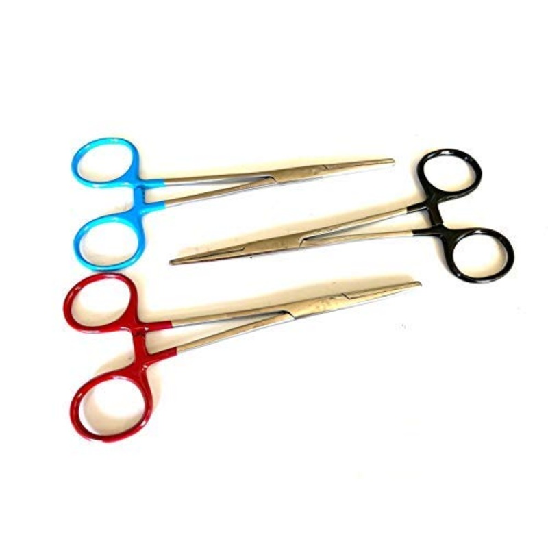 Dog Pet Ear/Nose Hair Puller Grooming Hemostat Locking Forceps Pliers, 5.5″ (14cm), Straight (Red) Red
