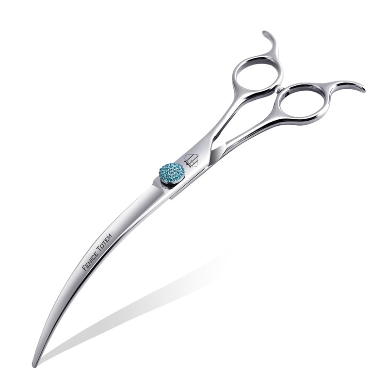 Fenice Professional Grooming Curved Shear: 45 Degree Super Curves Scissors for Dogs 7.5″ Big Arc Curved Shears Made Of Japanese 440C Stainless Steel 7.5″