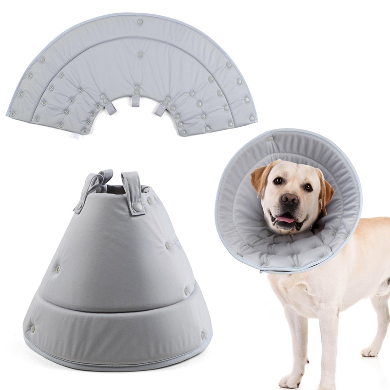Florez Soft & Foldable Recovery Cone for Pets: Cats & Dogs EasyClean Design Small & Medium (Small), Grey