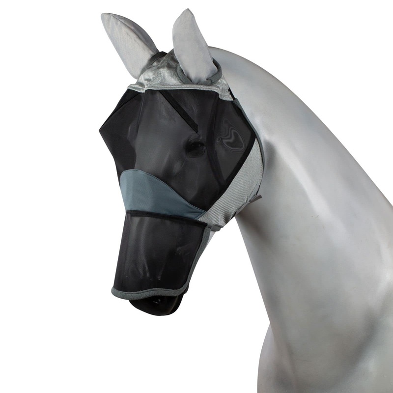 HORZE Eira Soft Polyester UPF 25 UV Protection Insect and Fly Mask – Gray – Horse