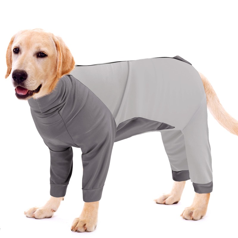 KOESON Dog Surgery Suit Female Spay, Long Sleeve Recovery Suit for Dogs After Surgery, Soft Dog Surgery Recovery Suit Pet Onesie for Abdominal Wounds Anti Licking Dog Cone Alternative Grey Large