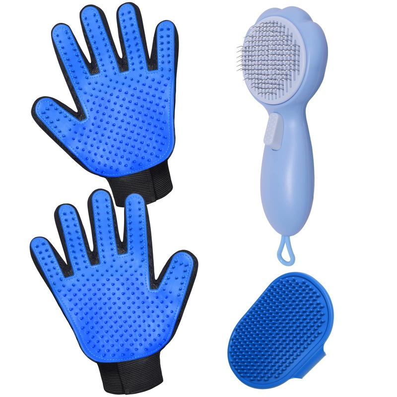 LIONROGE Cat Grooming Glove Brush,Self-Cleaning Slicker Pet Brush for Short and Long Haired Pets,Dog Bath Brush for Shedding and Grooming,Removes Loose Hair and Tangles,Promote Circulation Sunflower