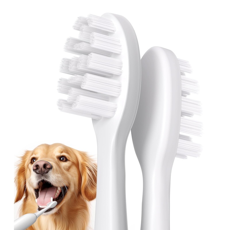 LOOBANI 2 Packs Dog Tooth Brush Replacement – Compatible LBHC001 Dog Tooth Cleaner, White