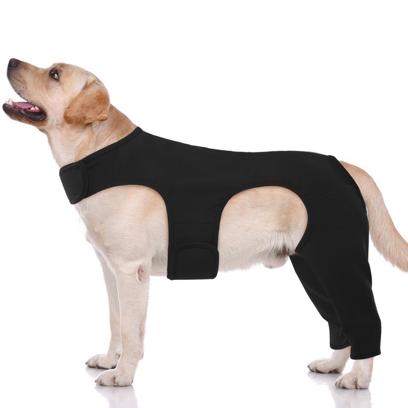 ROZKITCH Dog Surgery Recovery Sleeve Rear Right Left Leg, Pet Prevent Licking Wound Elbow Brace Protector, Dog Recovery Suit Cone Collar Alternative for Sprain ACL CCL Arthritis Joint Care Black XL XL(Chest:24.8-29.9″Back:20.4″)