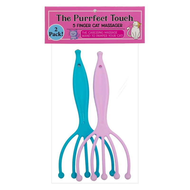The Purrfect Touch – 5 Finger Cat Massager Wand  Pack of 2 – Gentle Pet Grooming Tool for Cats and Small Pets – Ergonomic Handle, Soft, Relaxing Massage that Cats Love!