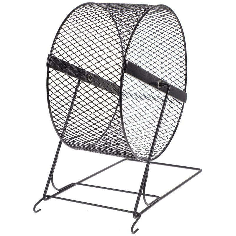 UKCOCO Interesting Hamster Running Wheel – 10 Inch Silent Exercise Wheel for Hamsters, Hedgehogs, and Small Pets with Rack – Fun Hamster Toy for Active Play 21X15X23CM Black