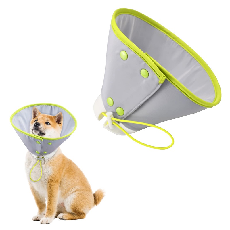 Vehomy Cat Recovery Collar Adjustable Cat Dog Cone Collar Pet Elizabethan Collar Soft Lightweight Dog E Collar for Cat Kitten Puppy to Stop Licking Wounds After Surgery Grey L Large
