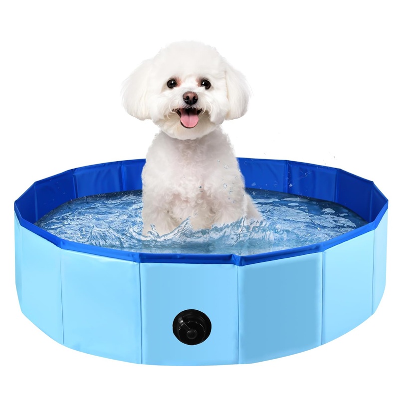32 x 8 Inch Foldable Dog Pool, Pet Swimming Pool, Portable Dog Pool, PVC Collapsible Pet Pool for Indoor and Outdoor Cat and Dog Shower Bathtub (Blue, 32 x 8in) Blue, 328in