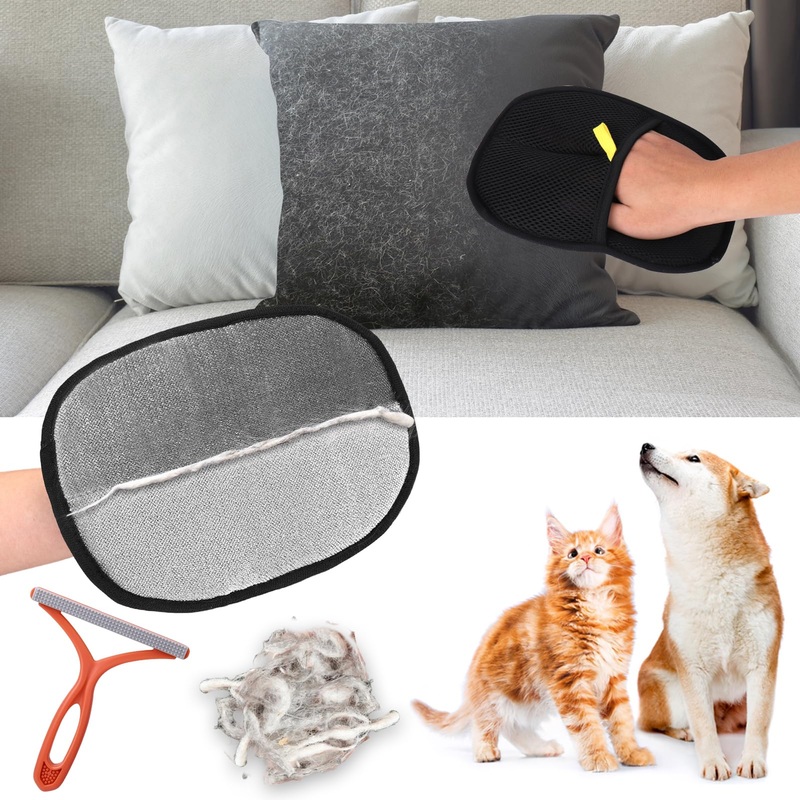 AIERSA Pet Hair Removal Tool, Static Removal Gloves for Pet Hair, Dog and Cat Hair Remover Set for Couch, Clothes, Car Detailing, Carpet, Bed, Bedding, Furniture