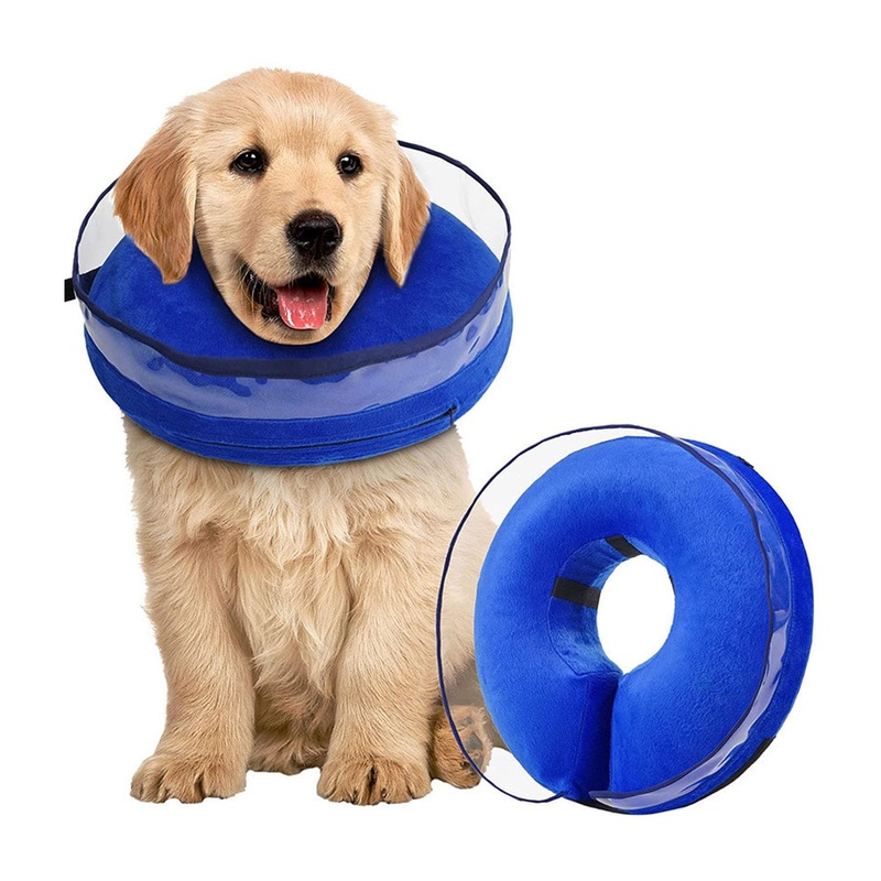 Dog Cone Collar After Surgery,Inflatable Soft Dog Cone for Large Medium Small Dog,Adjustable Breathable Inflatable Dog Cone Collar,Protect Pets from Licking Wounds,Soft and Comfortable,Blue(XL) Blue XL