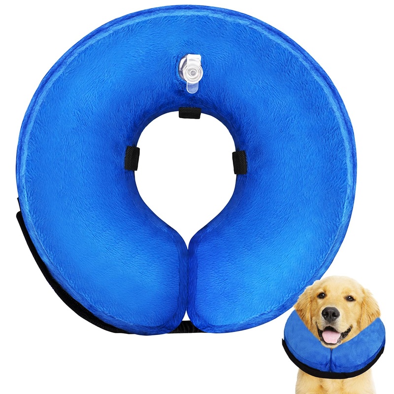Dog Cone Collar for Small Medium Large Dogs After Surgery, Inflatable Dog Neck Donut Collar, Adjustable Dog Cone, E-Collar for Dogs Recovery, Soft Dog Cones Alternative, Protective Pet Cones for Dogs Medium (Neck Girth: 8″-11″) Blue