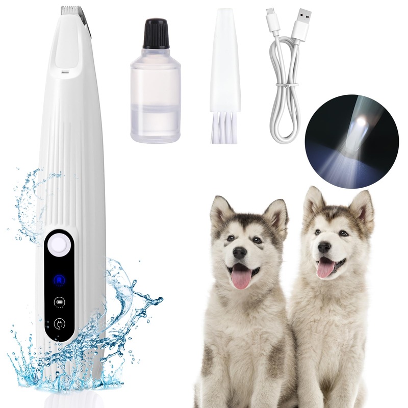 Dog Paw Trimmer, Dog Grooming Kit for Small Dogs Paw Trimmer, Saffory Dog Trimmer with LED Light for Precision Trimming, Pet Electric Shaver for Cats, Dogs Paw Hair, Ears, Face, Rump and Eyes Groom