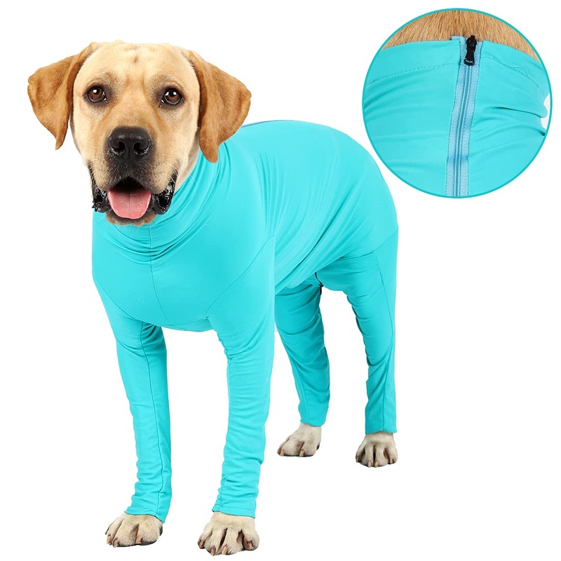 Dog Recovery Suit Anxiety Calming Shirt for Dog E-Collar Alternative Pet Wounds Protector Medical Surgical Clothes Prevent Shedding Hair Jumpsuits Suit for Home, Car, Travel (XXXL, Blue) XXX-Large(Pack of 1)
