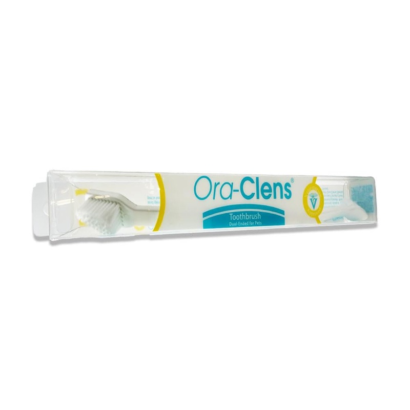 Dual Ended Toothbrush- Ergonomic Angled Design, Long Flexible Neck, Lightweight, Comfortable, Helps Control Tartar, Plaque & Bad Breath for Dogs and Cats.