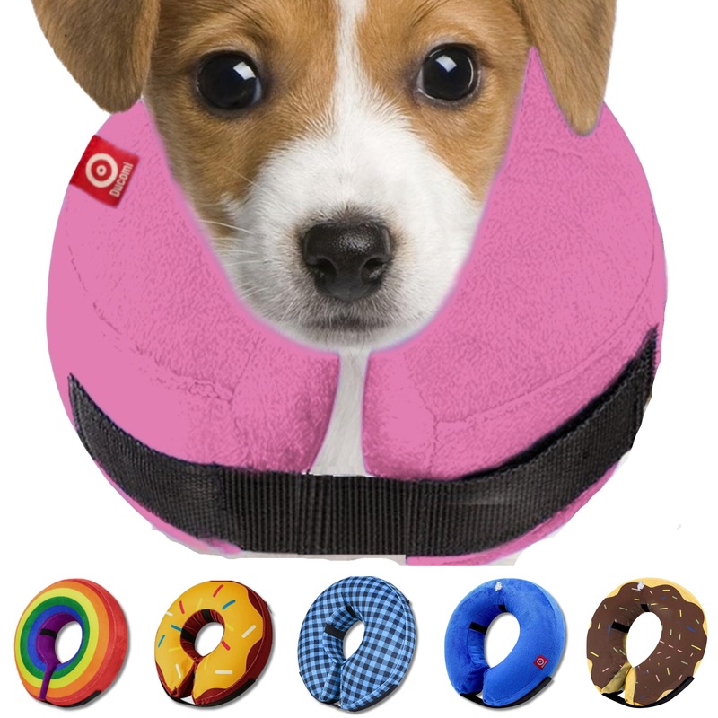 Inflatable Dog Cone Collar  Soft, Comfortable & Adjustable for Small Medium Large Dogs & Cats, Anti-Lick Recovery Donut E-Collar for After Surgery (Pink, XL) XL (19″-25″) Pink