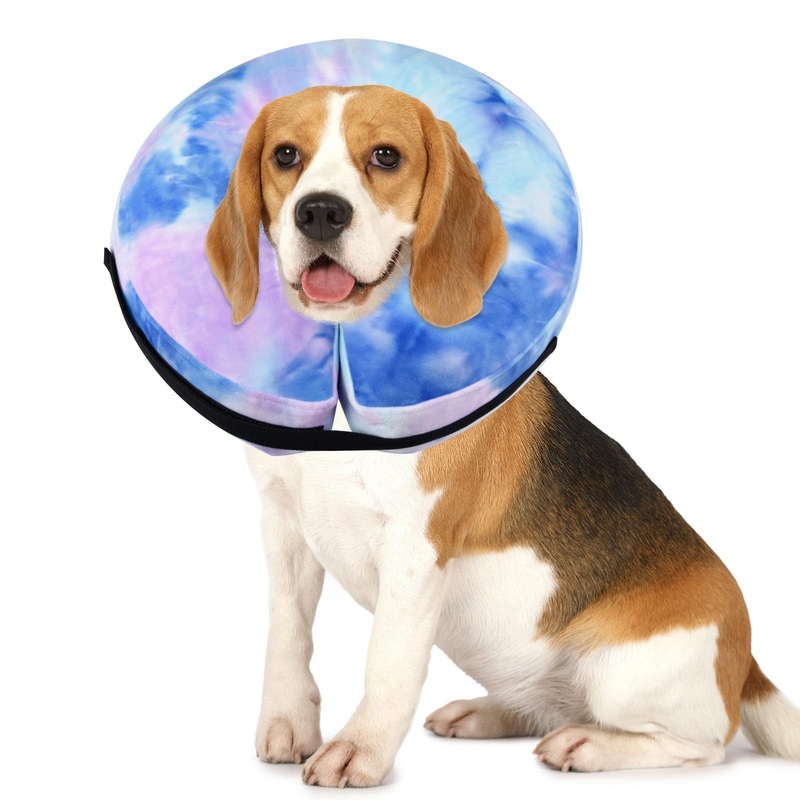 Inflatable Dog Recovery Collar, Dog Cone Collar for After Surgery, Prevent Dogs from Biting & Scratching Wound E-Collars to Help with Healing Soft Pet Recovery Collar Does M+ purpleblue