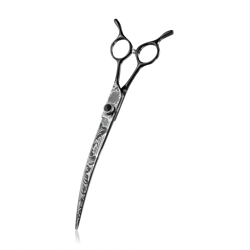 JASON 8 Inch Curved Dog Scissors BlackProfessional Curved Shear with Ergonomic Handle Japanese 440C Stainless Steel Pet Scissor for Dogs, Cats and Other Animals