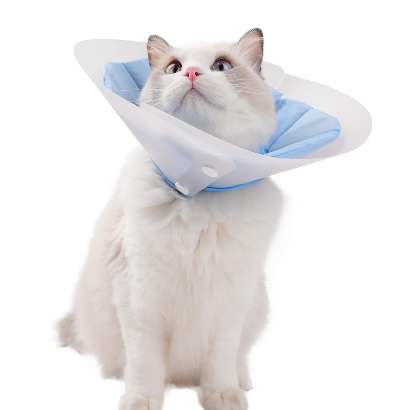 KUDES Dual Layer Cat Cone, Dual-Purpose Model Lightweight All-Around Protective Neck After Surgery E Collar to Wound (Blue M (7.8inch- 13.3inch)) Blue M (7.8inch- 13.3inch)