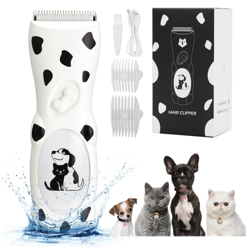 Low Noise Cordless Dog Trimmer Clipper Pet Grooming Kit for Matted Hair Professional Dog Razor for Small and Medium Animals 998 White