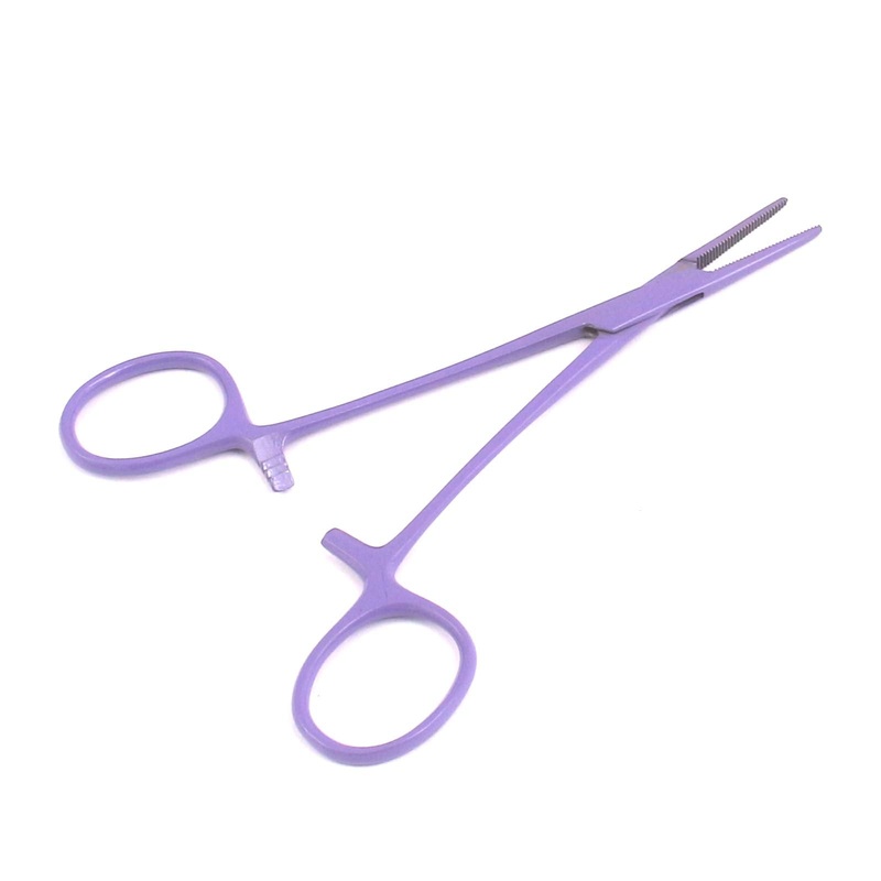 OdontoMed2011 Pet Colourful Stainless Steel Hemostat Hemostatic Forcep,Pet Ear Hair Pull Forcep (5″ Straight, Full Purple) 5″ Straight
