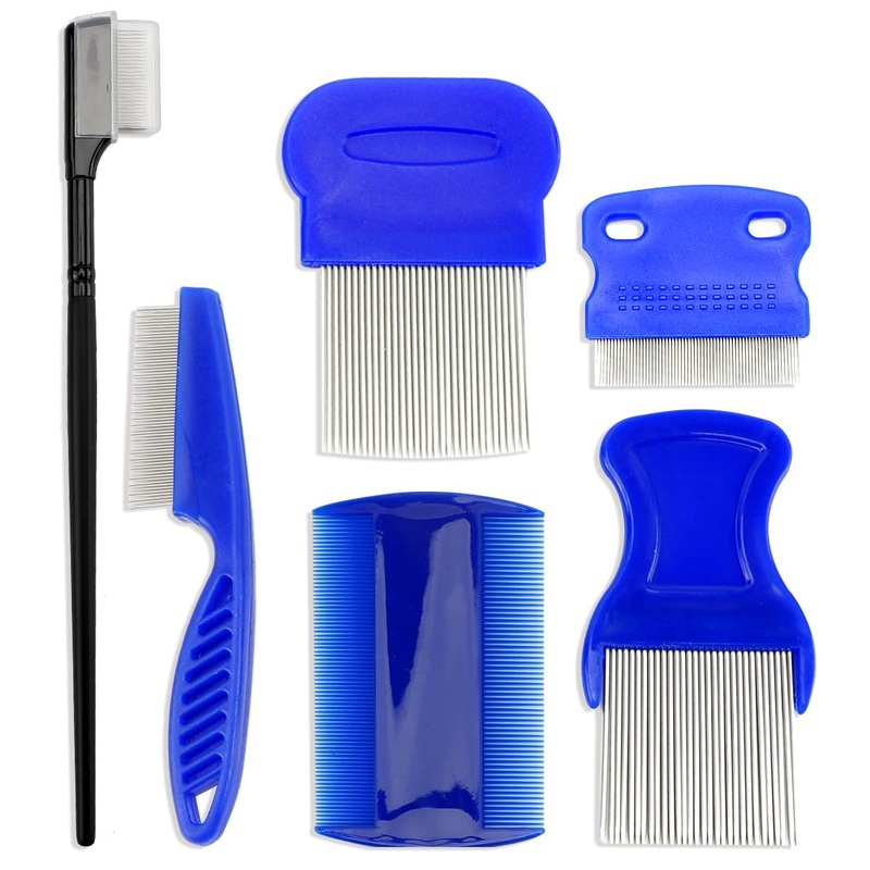 Pet Dog Eye Combs 6Pcs Pet Flea and Tick Comb Pet Grooming Comb for Gently Cleaning Tear Marks Crust and Mucus(Black and Blue)