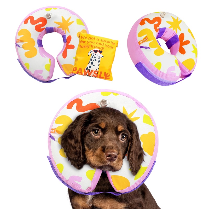 Protective Inflatable Dog Cone Collar | Dog Soft Cone for Dogs to Stop Licking and Recovery | Dog Donut Collar After Surgery | Cat Cone Collar | Soft Dog Cone Alternative for Small Dog, Cat, Puppy S (Neck 7″-12″) Taro