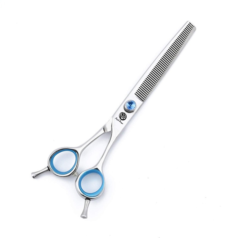Purple Dragon Touch Pet Blenders Shears, 7.0″ 50-Tooth Thinning Scissor for Dogs, 440c Japanese Stainless Steel Texturizers Dog Thinning Shears(Blue) Blue