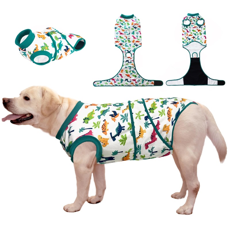 Recovery Suit for Dogs After Surgery, Dog Recovery Suit Female Male after Neutering, Dog Spay Surgical Recovery Suit Female Substitute Cone & E-Collar, Dog Onesie for Surgery Abdominal Wounds Bandages S Dinosaur