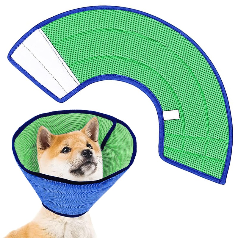 Soft Dog Cone Collars for Small Medium Dogs, Lightweight Recovery Elizabethan Collar for Dog After Surgery, Comfortable Soft Material Adjustable Pet Cone Washable (Neck: 11”-14”) Blue/Green Neck: 11”-14”