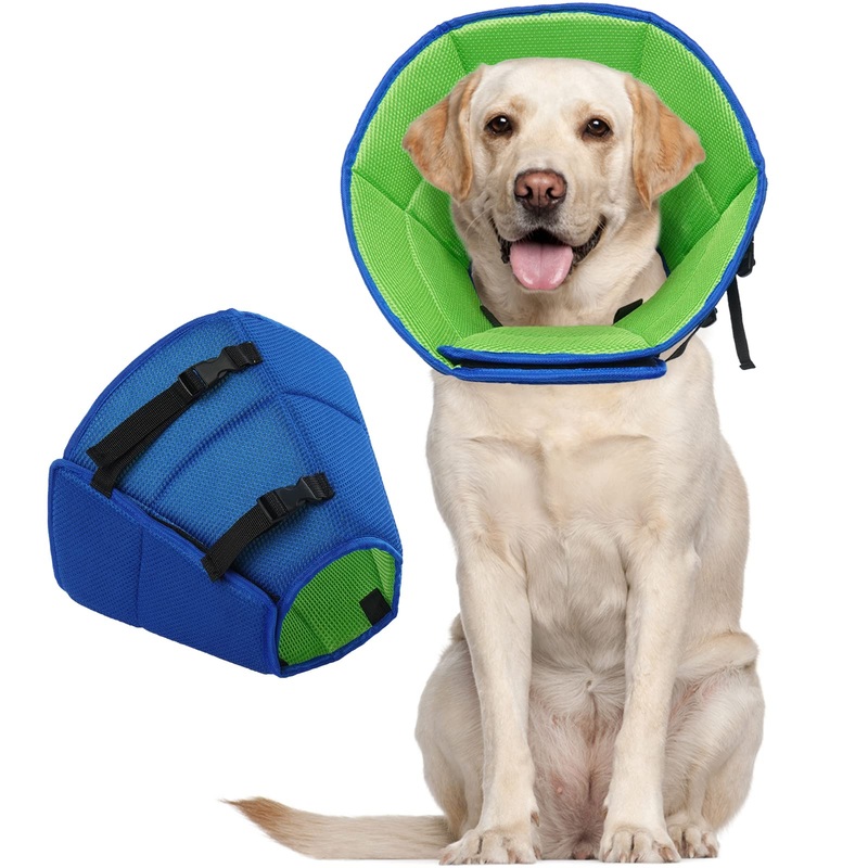 Soft Dog Cone, Neck Girth 13″-17″, Depth 10″, Adjustable Dog E Collar, Comfy Cone for Dogs After Surgery, Dog Spay Neuter Wound Care, Protective Dog Cone to Stop Licking, Dog Recovery Collar, Large L(Neck Girth:13.39″-17.32″) Blue