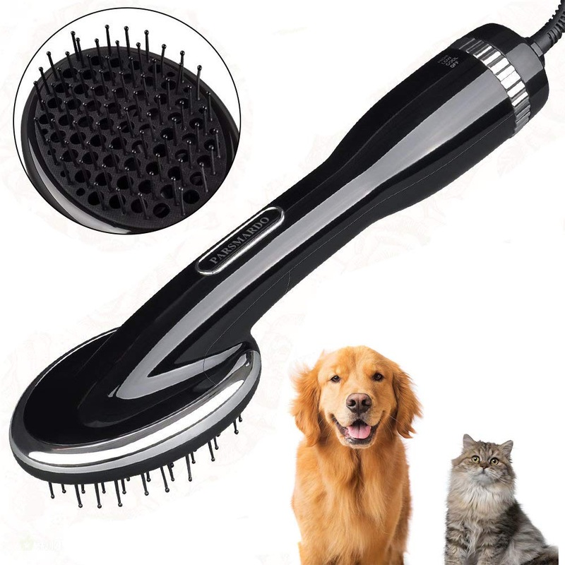 2 in 1 Pet Hair Dryer Blower with Brush 1000W Adjustable Temperature Slicker Shedding Brush for Hort Haired and Medium Small Coated Breeds Black