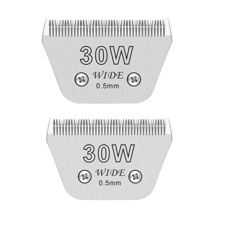 2PCS 30W Wide Blades for Dog Grooming Blades Compatible with Andis,Oster A5,Wahl km10 Dog Clippers,Size-#30W, 1/50 Inch Cut Length (0.5mm) (2pcs #30W) 2pcs #30W(0.5mm)
