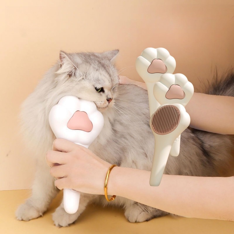 3PCS Cat Brush with Release Button,Dog Brush,Cat Brush Dog Brush for Shedding Grooming, Cat Brushes for Indoor Cats, Dog Grooming Brush Pet Brush for Semi-Short to Semi-Long Hair White*3