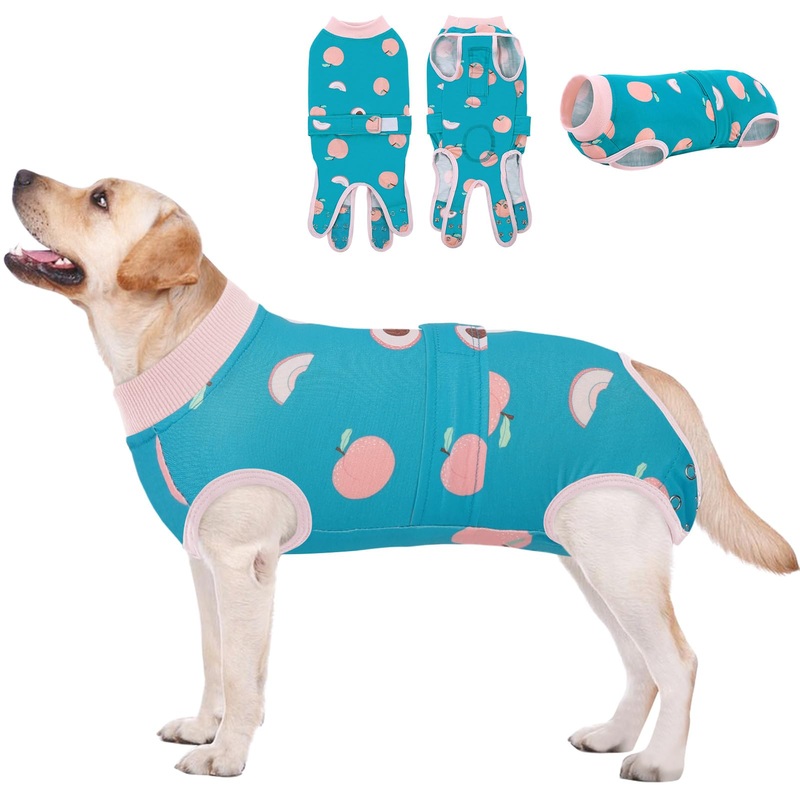 AOFITEE Dog Recovery Suit, Soft Recovery Suit for Female Male Dogs, Anti-Licking Dog Onesie for Abdominal Wounds, Dog Surgery Recovery Suit After Spay Neuter, Substitute Cone & Collar Dog Bodysuit, L Large PinkPeaches