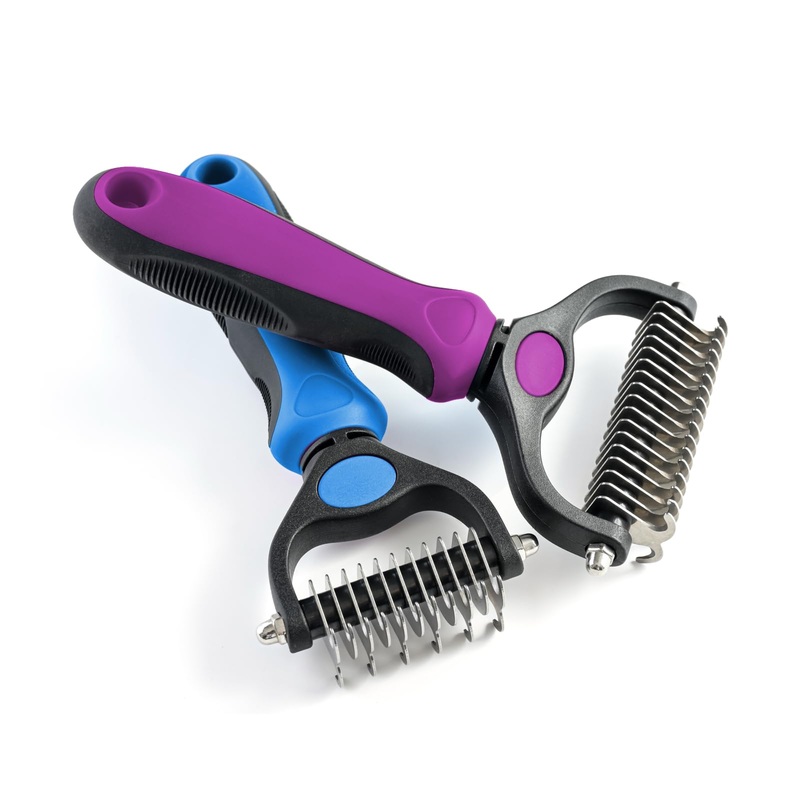 Cat & Dog Brush for Shedding and Dematting,Double-Sided Pet Hair Removal Tool With Metal Comb to Reduce Shedding and Remove Mats,Pet Grooming Brush for Small, Medium Dogs and Cats,Purple Purple 1pcs Large