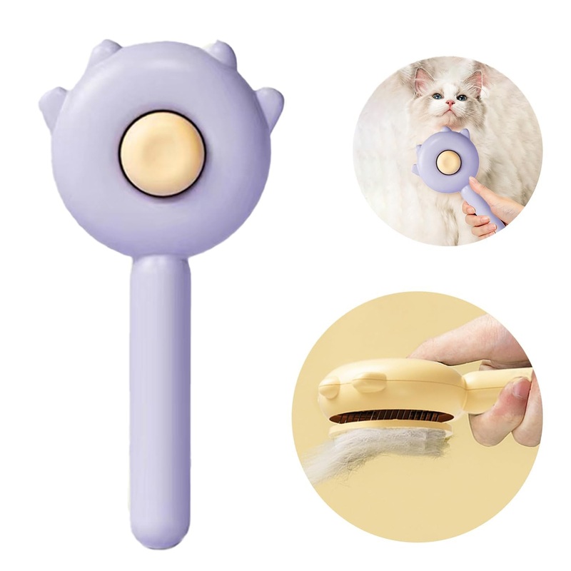 Cat Grooming Brush,Cat Brush,Pet Hair Cleaning Brush,Pet Massage Brush,Self-Cleaning Sliding Hair Comb, For Long and Short Haired Cats and Dogs