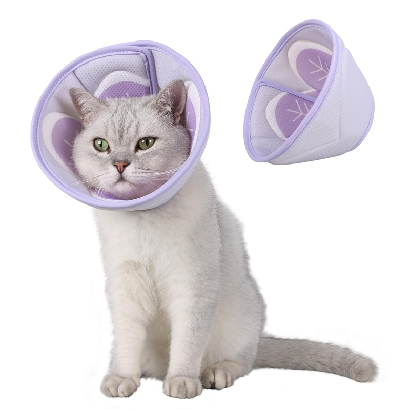 Cat Recovery Collar Cone,Adjustable Cat Cone Collar Soft,Cone for Cat After Surgery,Kitten Cone,Purple,M