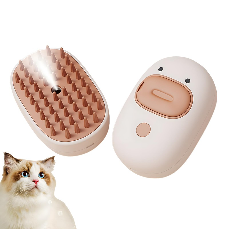 Cat Steam Brush,3 In 1 Steamy Pet Brush with Release Button and Tank,Pet Spa Brush for Dogs Cats,Self Cleaning Steam Cat Brush for Removing Tangled and Loose Hair (white) white