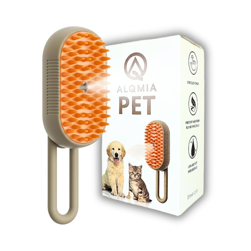 Cat Steam Brush for Shedding, 3 in 1 Cats Steamy Brush, Spritz Defur Comb for Cats, Grooming Brush for Cat and Dog, Hair Remover Dog Cat, Pet Steam Brush By ALQMIA