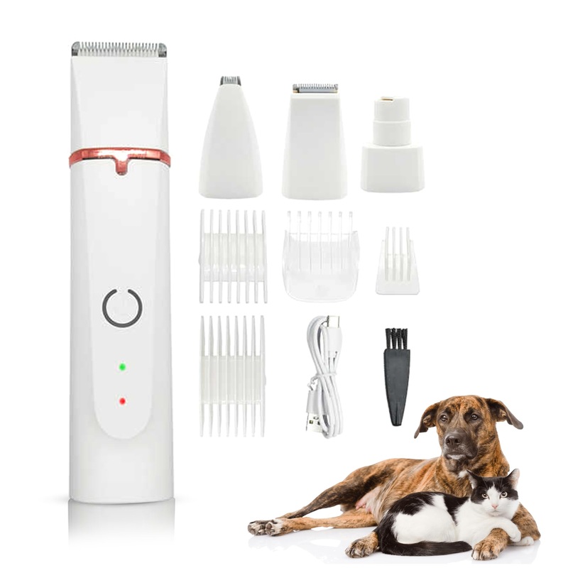 Dog Grooming Kit Hair Clippers – Electric Low Noise Paw Trimmer – USB Rechargeable – Cordless Quiet Nail Grinder Trimmer for Cats and Dogs