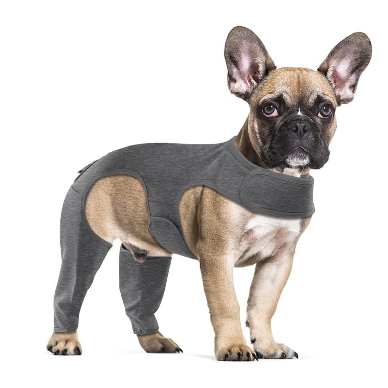 Dog Surgery Recovery Suit, Dog Leg Wound Protector Brace, Comfortable Dog Elbow Protector Cone Alternative Prevent Licking Bite Long Sleeve Suits Leg Brace Support (Grey, XS) Grey
