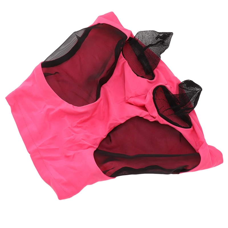 Fdit Horse Fly Mask with Long Nose and Ears, All Around Protection, Size Arab, Cob, Small Quarter Horse, Breathable (Rose Red)