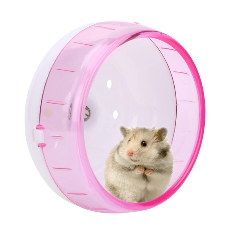 Hamster Wheel, Hamster Silent Roller Plastic Super Silent Roller Exercise Running Wheel Toy Hamster Wheel Silent for Small Pets Hamster Guinea Pig (Pink) Pink
