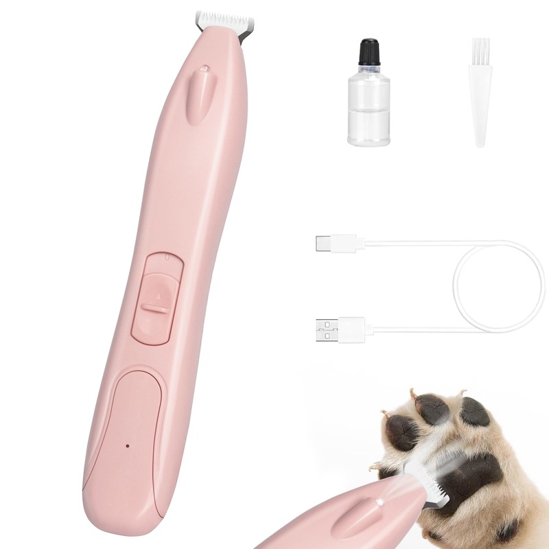 KIKETECH Cordless Dog Paw Trimmer – Low Noise LED Dog Clippers with Ceramic Blade, 2 Speed Rechargeable Small Pet Shaver for Grooming Dogs Cats Hair Around Paws, Eyes, Ears, Face, Rump, CoralPink
