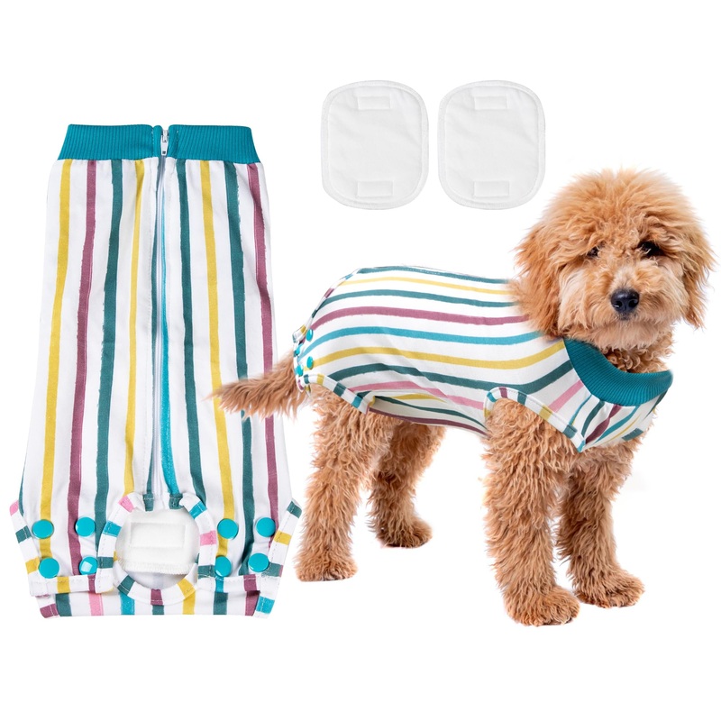 Leekalos Recovery Suit for Dogs After Surgery,Soft Breathable Dog Bodysuit Surgical Recovery Suit,Male Female Dog Neuter Spay Suits Anti Licking Wounds Jumpsuits for Small Medium Large Dogs Streaks